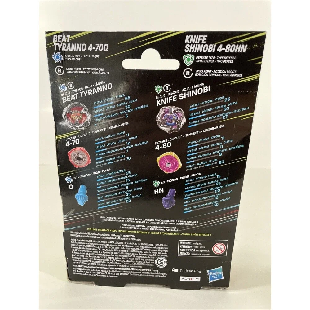 Beyblade X Beat Tyranno 4-70Q and Knife Shinobi 4-80HN BRAND NEW